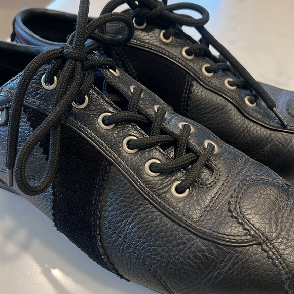 ZEGNA Sport Casual Mens Leather / Suede Lace Up Sneakers in Black ITALY MADE - Picture 6 of 9